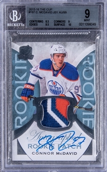 2015-16 Upper Deck “The Cup” #197 Connor McDavid Signed Patch Rookie Card (#67/99) - BGS MINT 9/BGS 10